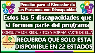 🥳Las 5 Discapacidades que si entran en el Programa Pensión Bienestar de Discapacidad🥳👌 [upl. by Eellac]