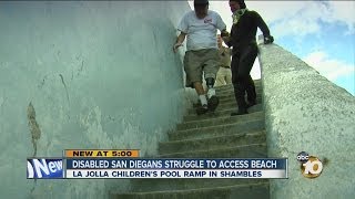 Disabled San Diegans struggle to access Childrens Pool in La Jolla [upl. by Bertie]