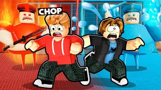 ROBLOX CHOP AND FROSTY ESCAPE WATER AND FIRE BARRY PRISON [upl. by Arytahs]