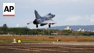 Military jets take off from Taiwan air base after Chinese forces seen near island [upl. by Eleni]