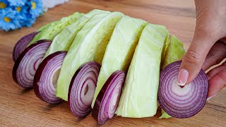 Cabbage with onions is tastier than meat Very delicious simple and quick recipe ASMR [upl. by Peckham]