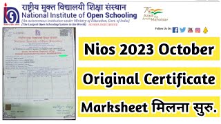 Nios October 2023 Original Marksheet  Task Is Helping NIOSniosmarksheet tc migration october [upl. by Rettuc]