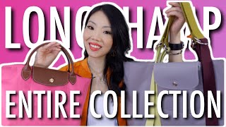 ENTIRE LONGCHAMP LE PLIAGE BAG COLLECTION Review 10 Size Comparison amp Organizers  FashionablyAMY [upl. by Imef]