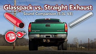 Cherry Bomb® Glasspack vs Straight Exhaust Pipe  Sound Comparison  53L Chevy [upl. by Malanie314]