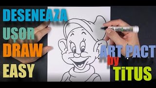 CUM SA DESENEZI piticul Mutulica  Alba ca zapada   HOW TO DRAW dwarf Dopey  Snow White [upl. by Silvers]