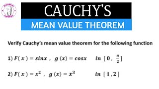 Cauchys Mean Value Theorem  Mean Value Theorem [upl. by Africah]