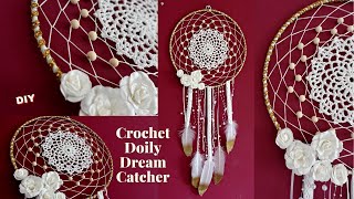 DIY Crochet Doily Dream Catcher  DIY Tutorial How To Attach Crochet Doily To Hoop For Dream Catcher [upl. by Nanaek]