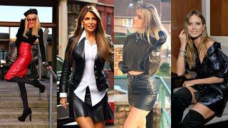 women in the office wear leather skirts  winter collection of 2023 [upl. by Renell]