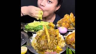 Eating sepsy matton carry girin chiken🔥🔥🔥trending eating mukbang shortvideo matton [upl. by Nrevel]