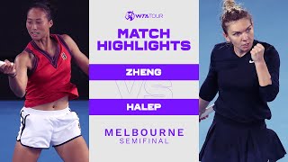 Qinwen Zheng vs Simona Halep  2022 Melbourne Semifinal  WTA Match Highlights [upl. by Annorah]