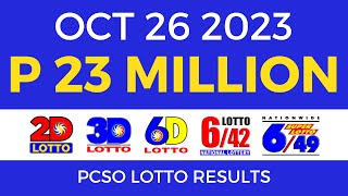 Lotto Result October 26 2023 9pm PCSO [upl. by Alarick427]