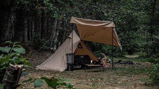 KingCamp Canvas TiPi Tent Camping trip by the Creek with Pepper Subaru Outback Wilderness [upl. by Nnayrb]