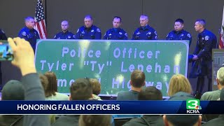 Ty Lenehan Elk Grove officer killed in wrongway crash remembered at CA Peace Officers Ceremony [upl. by Mccallum]