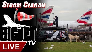 Storm Ciarán Live from Heathrow Airport 🌬️✈️ [upl. by Lemrahc]