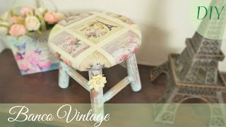 Banquinho Vintage DIY Como Forrar Banco de Madeira [upl. by Kobi563]