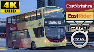 East Yorkshire Eastrider 55 Goole to Hull via Eastrington amp Eastfield Wright Gemini2 Volvo B9TL [upl. by Macy]