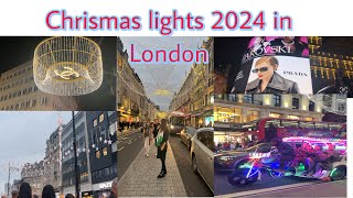 Walking in Oxford street and Piccadilly LondonChristmas lights 2024 [upl. by Orihakat]