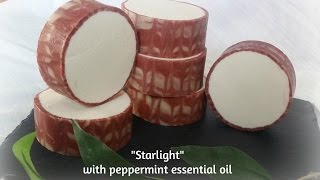 Making amp Cutting quotStarlightquot Rimmed Castile soap with Peppermint EO [upl. by Ocirderf717]