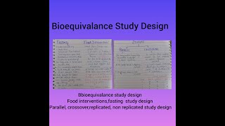 BIOEQUIVALENCE STUDY DESIGN  FASTING AND FOOD INTERVENTION  PARALLEL AND CROSSOVER  URDUHINDI [upl. by Nosdivad]