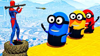 ✅GTA5 Epic Ragdoll RED SPIDERMAN VS RED MINION VS GREEN MINION Funny Fails Jumpgta5 [upl. by Redep]