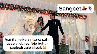 Sangeet 🎵 vlog asmita ne kela mazya sathi special dance 💃🥹 akyajadhav vlog no￼￼￼83 [upl. by Arotak]