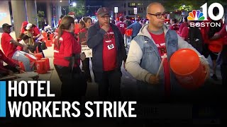 Boston hotel workers continue to strike [upl. by Kcim557]