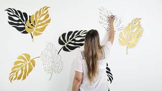 IDEA PARA PINTAR HOJAS DE MONSTERA CON PLANTILLA EN TU PARED [upl. by Clorinde]