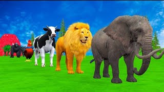 9 Giant Duck CartoonCowZebraElephantTigerLion Paint Wild Animals Crossing Animation [upl. by Mendes]