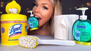 ASMR EDIBLE LYSOL WIPES CAKE TOILET PAPER CAKE EDIBLE JELLO HAND SANITIZER DISH BRUSH MUKBANG 먹방 [upl. by Teddi]