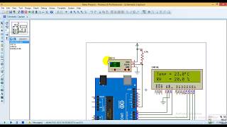 Arduino with DHT11 sensor and LCD  Proteus simulation [upl. by Dinah]