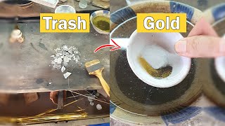 Gold recovery  Recover Gold From jeweller table trash [upl. by Mann]