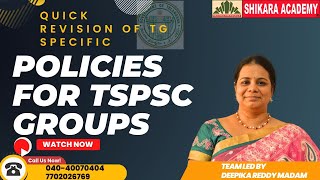 QUICK REVISION OF TG SPECIFIC POLICIES FOR TSPSC GROUPS [upl. by Adnal]