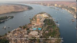 Drone footage of Aswan Egypt Elephantine island and river Nile [upl. by Cavit]