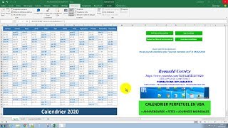 ExcelVBA Evènements dans calendrier perpétuel en VBA [upl. by Jandy]