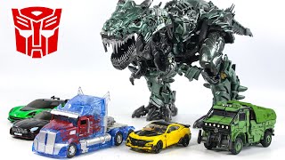 Transformers 5 Oversized Grimlock Optimus Prime Hound Bumblebe Crosshairs Drift Vehicles Robots Toys [upl. by Ahsit481]