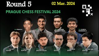 Prague Chess Festival 2024  Round 5  Pragg Gukesh keymer Abdusattorov amp others [upl. by Adnorhs829]