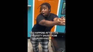 REACTIONS off eating some zesty sauce from Burger King youtube funny comedy [upl. by Aubyn727]