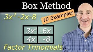 Box Method of Factoring Trinomials 10 Examples [upl. by Morette]