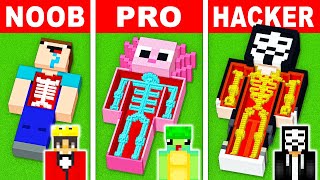 NOOB vs PRO SECRET INSIDE BODY HOUSE Build Challenge in Minecraft [upl. by Sedecrem]