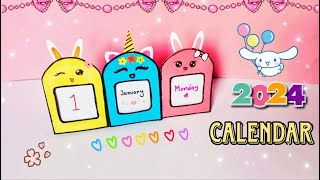 How to make a 2024 desk calendar  diy calendar paper Mini calendar paper crafts for school  DIY [upl. by Vanhook753]