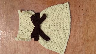 how to crochet easy baby dresscomment crocheter robe bébé plissée débutant facile Pt 2 [upl. by Kcirtemed]