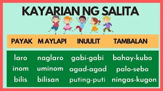 ANYOKAYARIAN NG SALITA  PAYAK  MAYLAPI  INUULIT  TAMBALAN [upl. by Cochran]