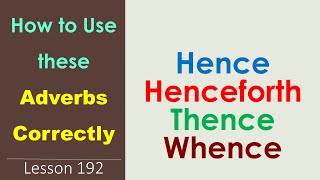 HENCE HENCEFORTH THENCE WHENCE  Learn English Through Tamil [upl. by Boatwright]