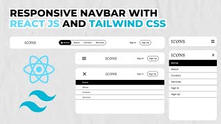 Membuat Responsive Navbar dengan React JS dan Tailwind CSS Monokrom Navbar Black and White Navbar [upl. by Nayrbo]