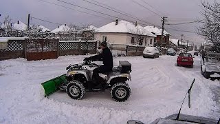 Snow Plowing with the Homemade ATV Snow Plow [upl. by Alaehcim186]