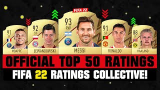 FIFA 22  OFFICIAL TOP 50 RATINGS 😱🔥 ft Messi Ronaldo Mbappe… etc [upl. by Anneirb911]