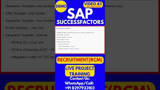SAP SuccessFactors RCM Training Video 43 28th Oct 2024 sapsuccessfactorstraining [upl. by Hultgren]