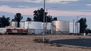 SJVR out by Leprino Foods in Lemoore California Caught the train leaving the other day railroad [upl. by Yroffej]