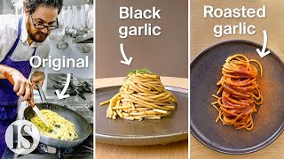 Aglio e olio originale vs aglio nero vs aglio arrostito con Luciano Monosilio [upl. by Merfe]