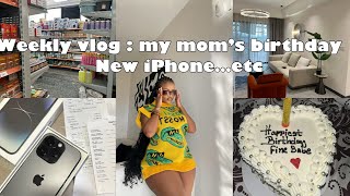 Weekly vlog new iPhone unboxing mom’s birthday working  hygiene products you need  shopping [upl. by Ahsenac]